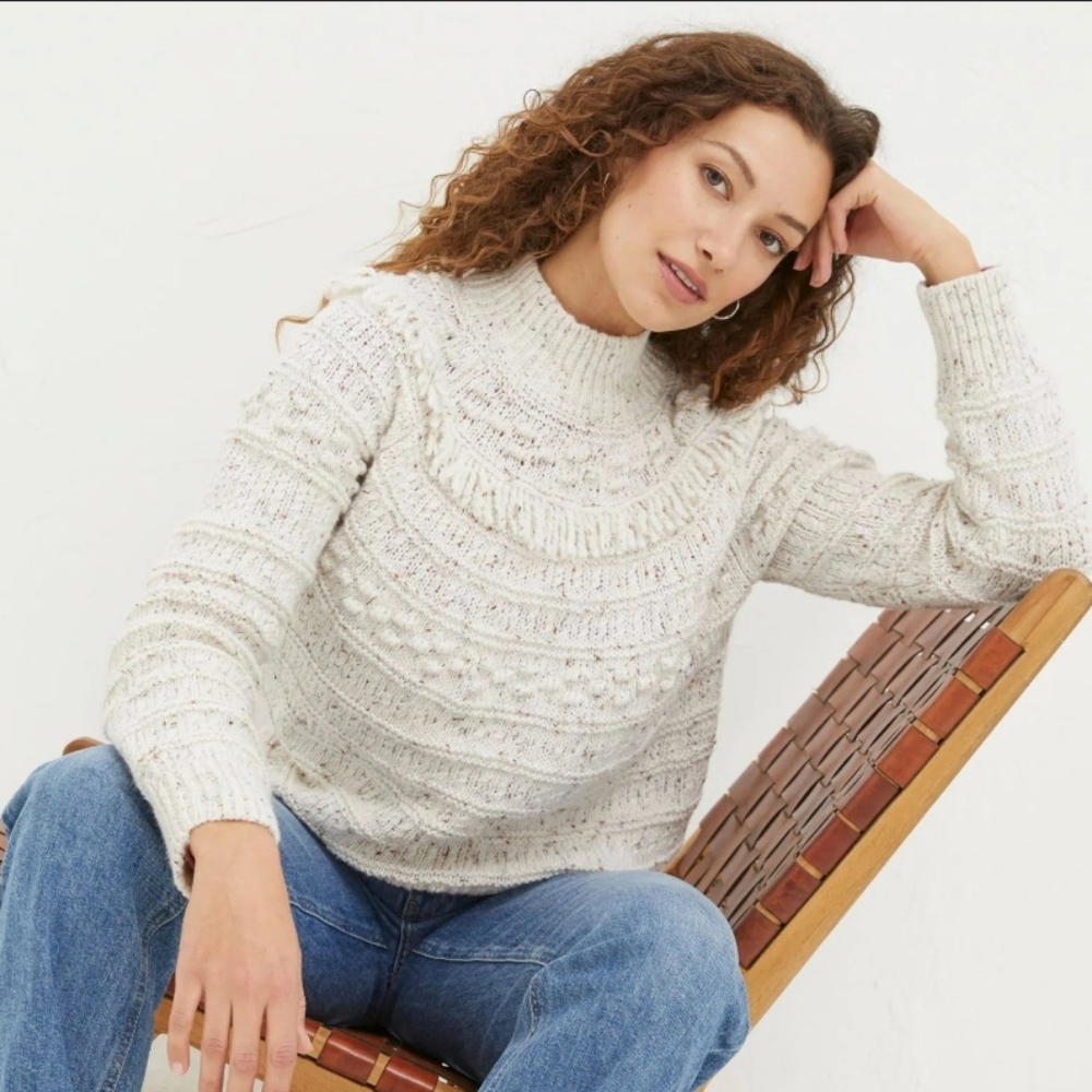 NWT FatFace - Nora Craft Sweater Ivory M 8